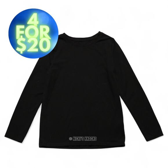 4/$20 - Cat & Jack Unisex Kids Long Sleeve Black Crewneck T-Shirt Size M 7/8 - Picture 1 of 6